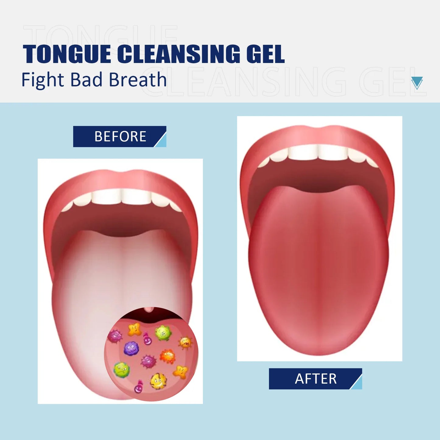 Gel Nettoyant pour la Langue à la Menthe + Brosse Gratte-Langue.
